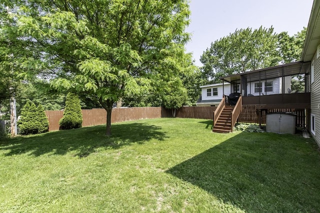33061 N Rolling Hills Rd, Grayslake, IL 60030 - view of yard with stairway and a wooden deck