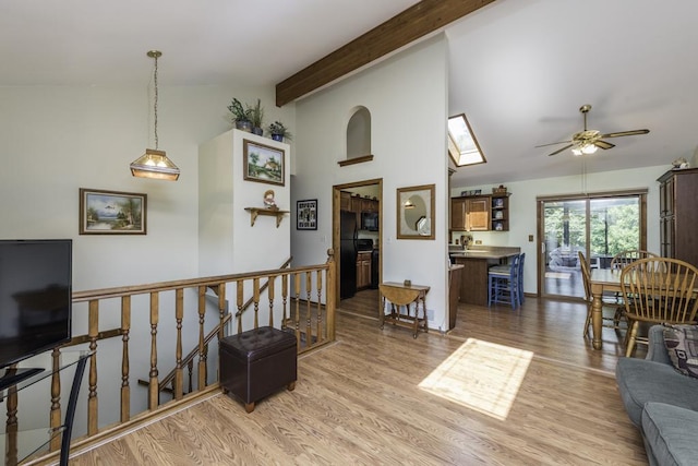33061 N Rolling Hills Rd, Grayslake, IL 60030 - living area featuring ceiling fan, light wood-style flooring, and baseboards