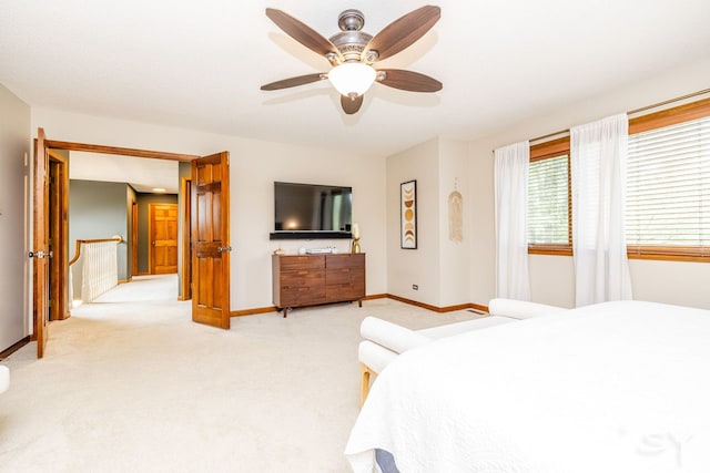 181 N Meadowlark Dr, Hawthorn Woods, IL 60047 - bedroom featuring light carpet, baseboards, and ceiling fan