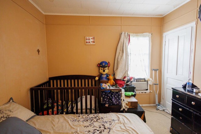 341 S 5th Ave, Kankakee, IL 60901 - carpeted bedroom featuring crown molding, multiple windows, and cooling unit