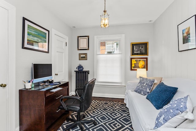 1414 Lincoln St, Evanston, IL 60201 - office featuring dark wood finished floors and baseboards