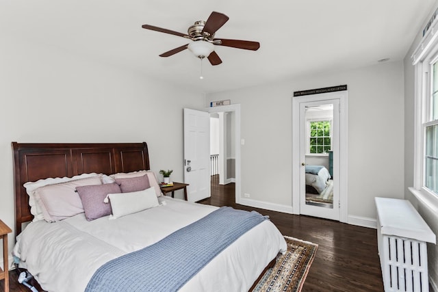 1414 Lincoln St, Evanston, IL 60201 - bedroom with dark wood-style floors and a ceiling fan