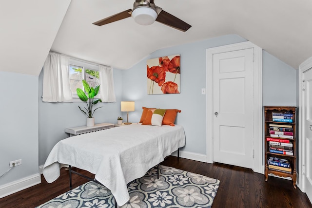 1414 Lincoln St, Evanston, IL 60201 - bedroom featuring lofted ceiling, wood finished floors, and ceiling fan