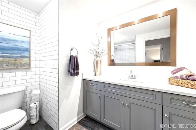 636 Cambridge Dr, Schaumburg, IL 60193 - bathroom with vanity and tile walls