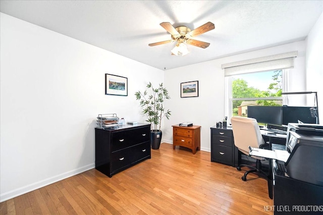 636 Cambridge Dr, Schaumburg, IL 60193 - office area featuring light wood-style flooring and ceiling fan