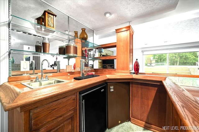 636 Cambridge Dr, Schaumburg, IL 60193 - indoor wet bar featuring a textured ceiling and refrigerator