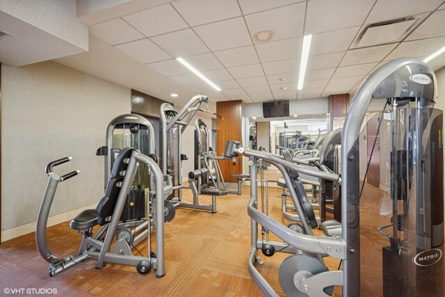 400 E Randolph St Unit 826, Chicago, IL 60601 - exercise room featuring a paneled ceiling and carpet