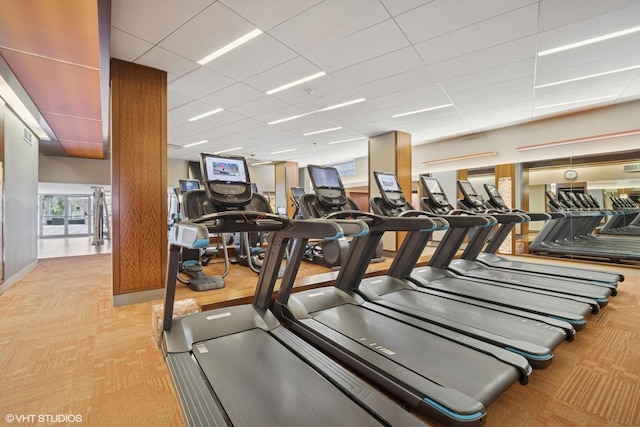 400 E Randolph St Unit 826, Chicago, IL 60601 - workout area with a drop ceiling and light colored carpet