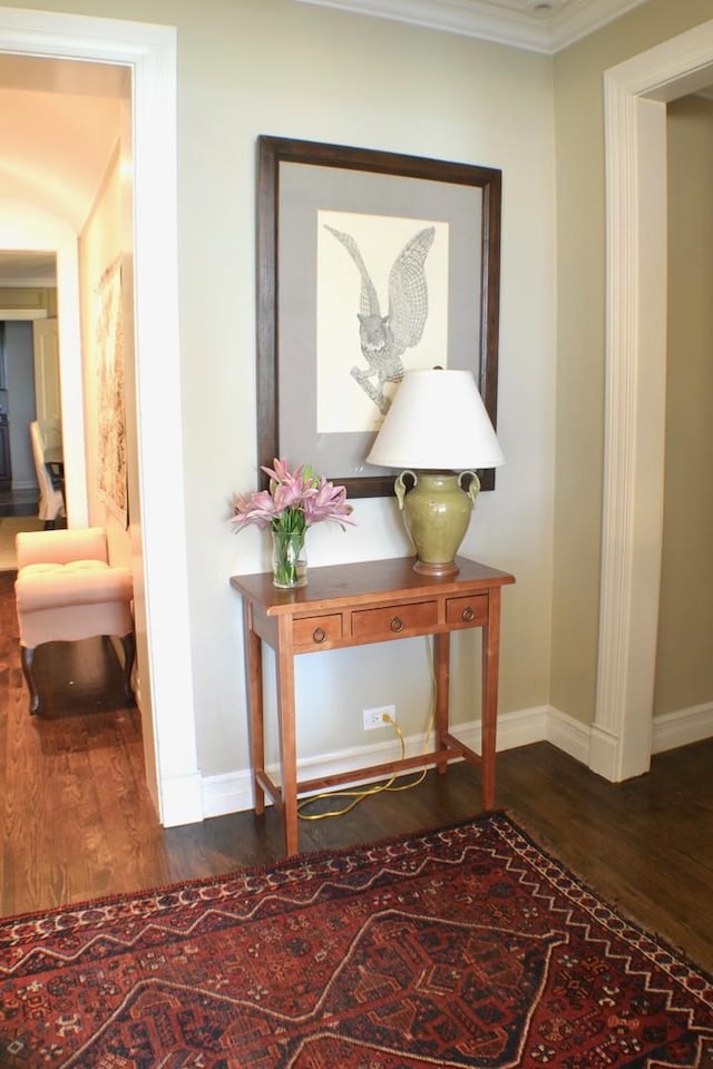 210 E Pearson St Unit 7B, Chicago, IL 60611 - corridor featuring wood finished floors, baseboards, and crown molding