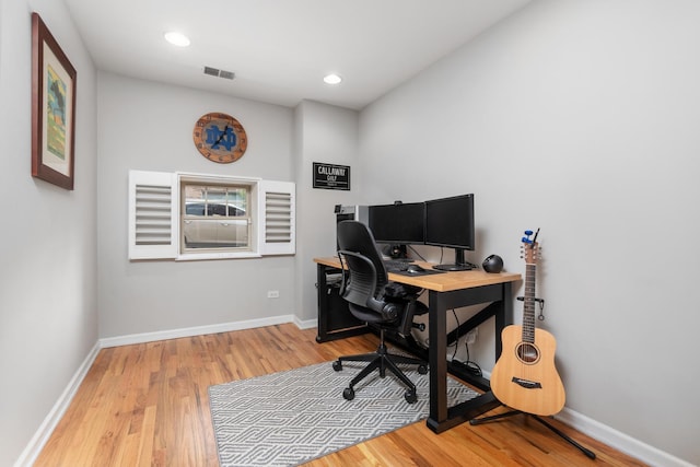 2546 W George St Unit G, Chicago, IL 60618 - office area with wood finished floors, baseboards, and recessed lighting