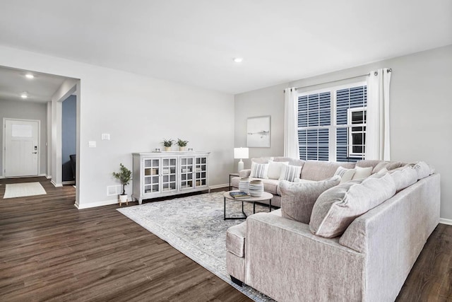 14712 S Azalia Cir, Plainfield, IL 60544 - living room with dark wood-type flooring, recessed lighting, and baseboards
