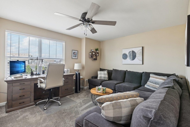 12654 S Talbot Cir, Plainfield, IL 60585 - office area featuring light carpet and ceiling fan
