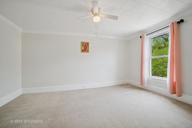 558 N Crystal St, Elgin, IL 60123 - carpeted spare room with ornamental molding and ceiling fan