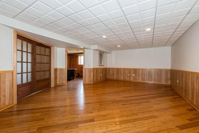 17100 Como Ave, Lockport, IL 60441 - spare room with a wainscoted wall, light wood-style floors, wood walls, and recessed lighting