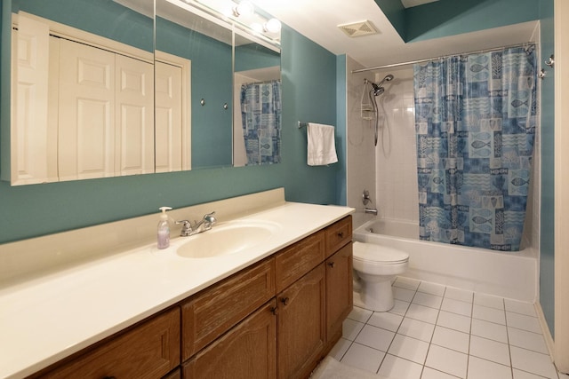 7021 W Touhy Ave Unit 305, Niles, IL 60714 - bathroom with tile patterned flooring, vanity, shower / tub combo, and toilet