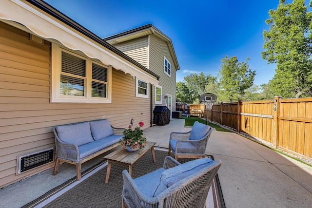 6 Plover Ct, Woodridge, IL 60517 - fenced backyard featuring an outdoor hangout area, a patio, and grilling area