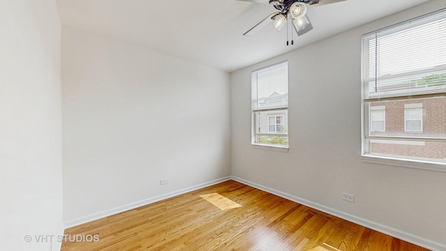 3649 W Cornelia Ave Unit C, Chicago, IL 60618 - unfurnished room with baseboards, ceiling fan, and wood finished floors