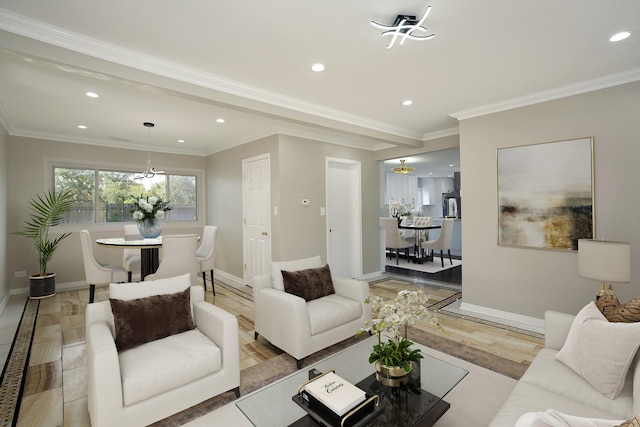 1012 Windsor Rd, Highland Park, IL 60035 - living room with recessed lighting, baseboards, and ornamental molding