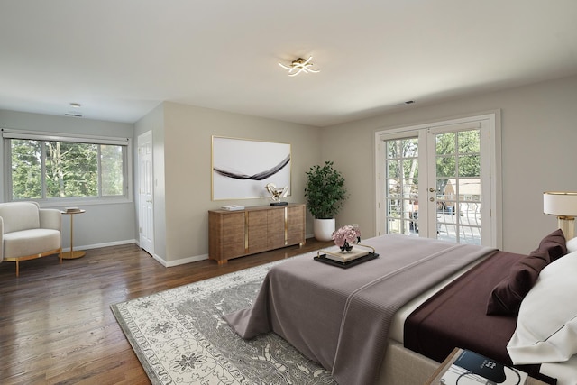 1012 Windsor Rd, Highland Park, IL 60035 - bedroom featuring french doors, access to exterior, multiple windows, and wood finished floors