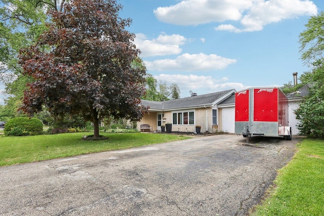 11537 S Neenah Ave, Worth, IL 60482 - ranch-style house with asphalt driveway, brick siding, a front lawn, and a shingled roof