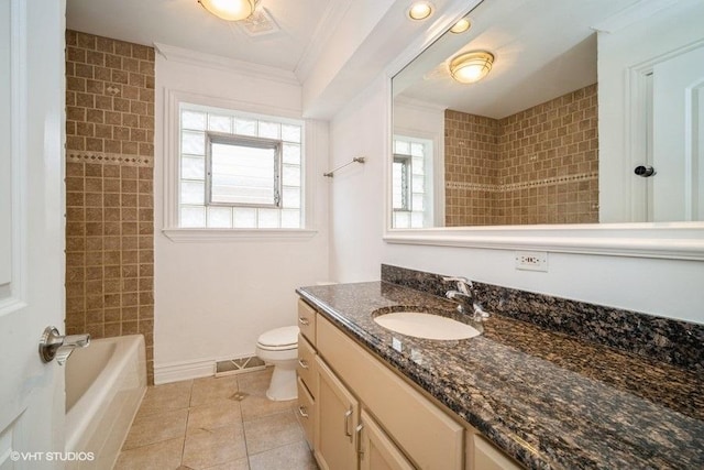8610 W Summerdale Ave Unit 3N, Chicago, IL 60656 - bathroom featuring vanity, crown molding, and tile patterned floors