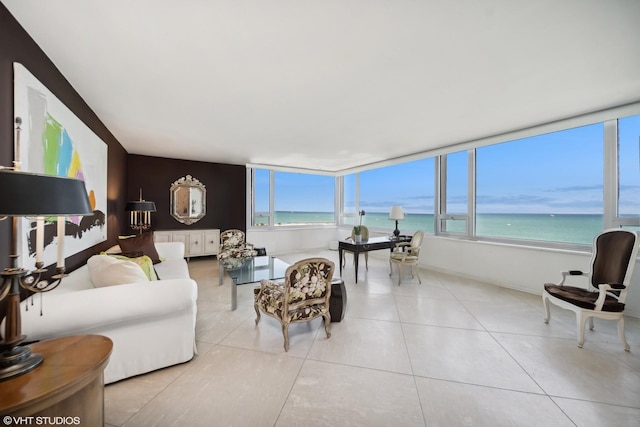 1300 N Lake Shore Dr Unit 18D, Chicago, IL 60610 - living area with a water view and tile patterned flooring
