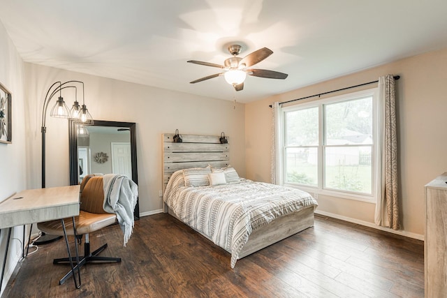 30 Beau Meade Rd, Oswego, IL 60543 - bedroom featuring dark wood-style flooring, baseboards, and ceiling fan