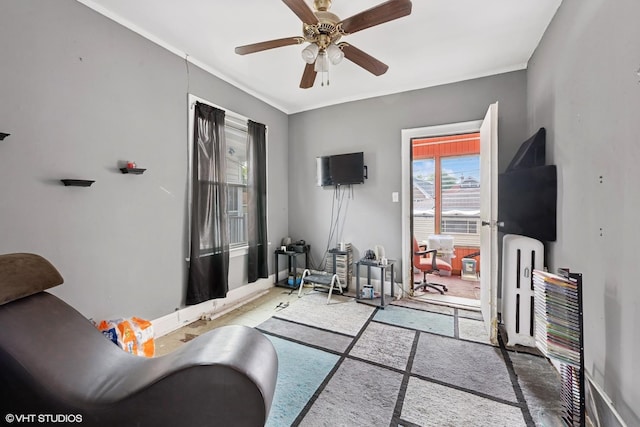 8212 S Bishop St, Chicago, IL 60620 - living room with a ceiling fan and ornamental molding