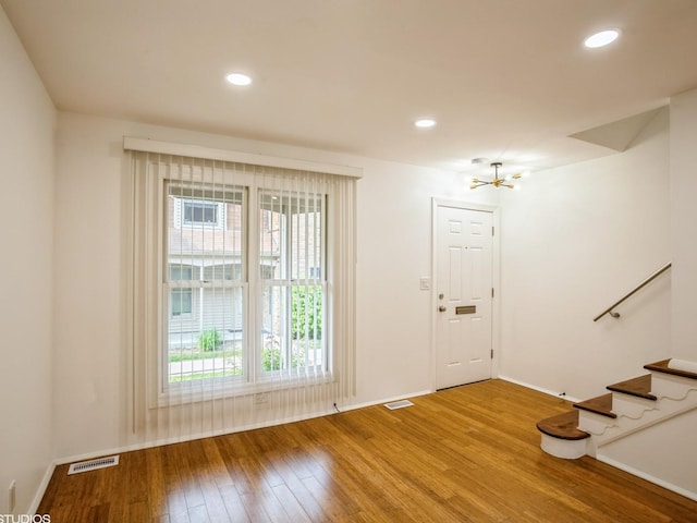 1812 Bristol Walk Unit 1812, Hoffman Estates, IL 60169 - foyer with wood finished floors, baseboards, stairs, a chandelier, and recessed lighting