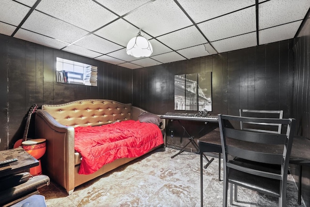17715 Roy St, Lansing, IL 60438 - bedroom featuring a drop ceiling and wooden walls
