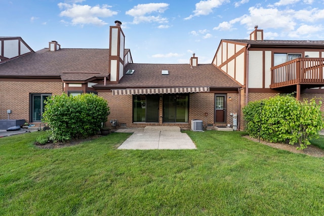 3072 Carlton Ct, Westchester, IL 60154 - rear view of property with a lawn, brick siding, a chimney, and a shingled roof