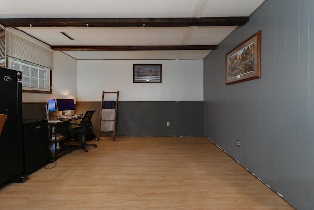 8524 Carriage Hills Rd, Bloomington, IL 61705 - office area with light wood-style floors and beam ceiling