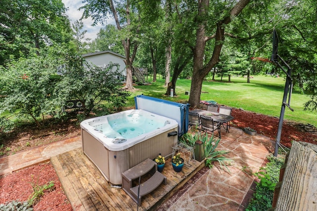 8524 Carriage Hills Rd, Bloomington, IL 61705 - view of patio featuring a hot tub
