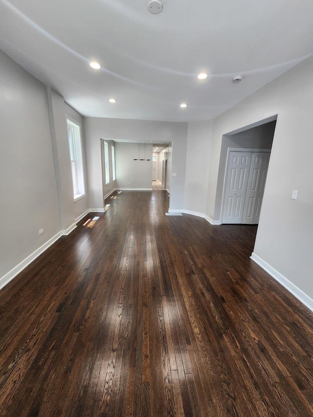 1332 S Lawndale Ave, Chicago, IL 60623 - unfurnished room with dark wood-style floors, recessed lighting, and a smoke detector