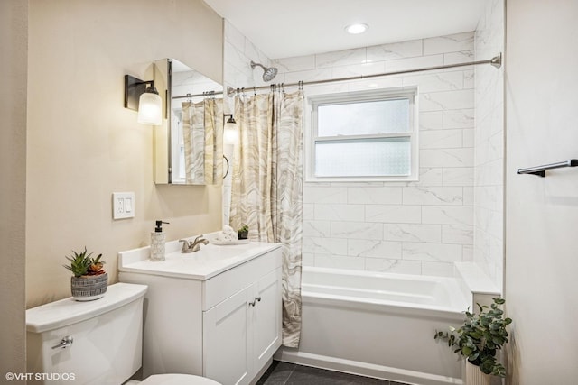 803 W Miner St, Arlington Heights, IL 60005 - bathroom with shower / bath combination with curtain, vanity, and toilet