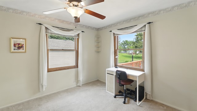 540 W Madison St, Lombard, IL 60148 - office space featuring light carpet, ceiling fan, and baseboards