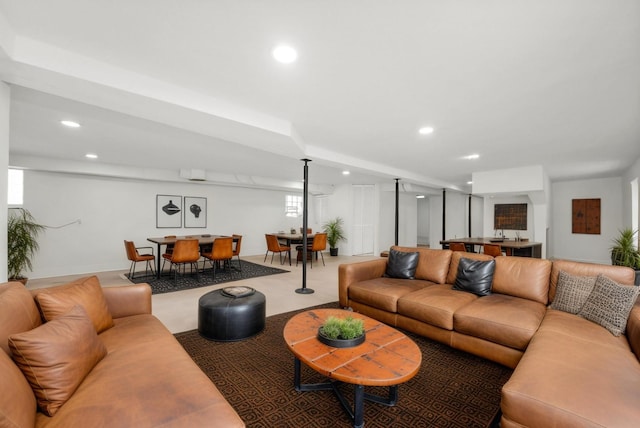 3633 N Lotus Ave, Chicago, IL 60641 - carpeted living area with recessed lighting, healthy amount of natural light, and bar area