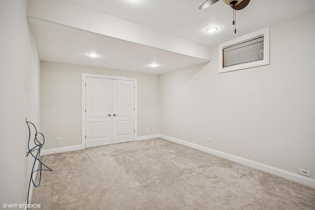 3832 W Chase Ave, Lincolnwood, IL 60712 - finished below grade area featuring carpet flooring and a ceiling fan