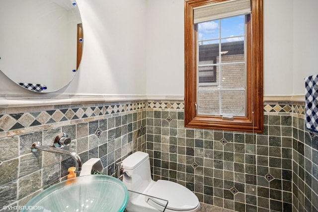 3832 W Chase Ave, Lincolnwood, IL 60712 - half bath with tile walls and a wainscoted wall