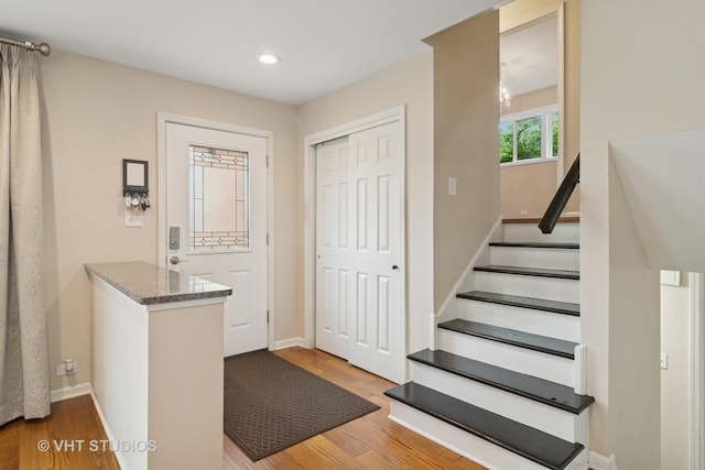 354 W Pleasant Hill Blvd, Palatine, IL 60067 - entryway with wood finished floors, recessed lighting, and stairs