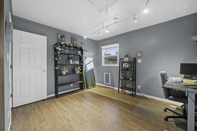 215 Cypress Dr, Streamwood, IL 60107 - office area featuring wood finished floors and baseboards