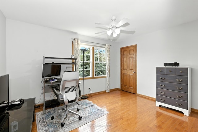 3835 Huntington Blvd, Hoffman Estates, IL 60192 - home office featuring light wood-style floors and a ceiling fan