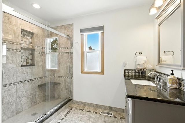 3835 Huntington Blvd, Hoffman Estates, IL 60192 - full bathroom featuring vanity, a stall shower, and recessed lighting