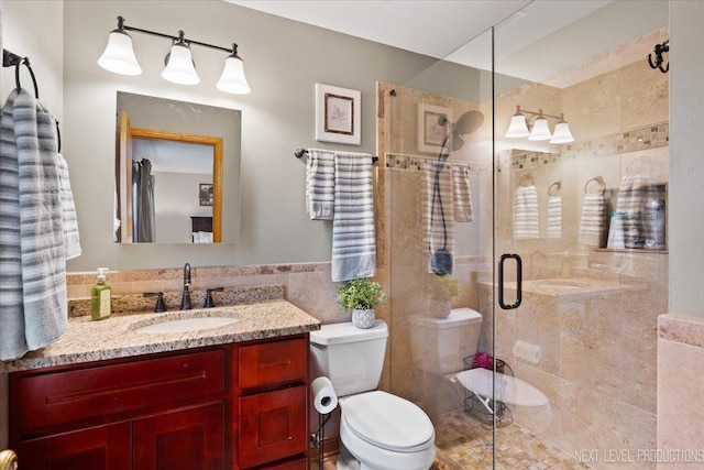 2937 Arbor Ln, Aurora, IL 60502 - bathroom featuring tile walls, vanity, and a stall shower