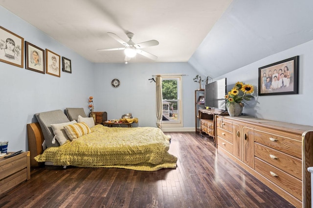 952 Larkin Ave, Elgin, IL 60123 - bedroom featuring hardwood / wood-style flooring, lofted ceiling, and a ceiling fan