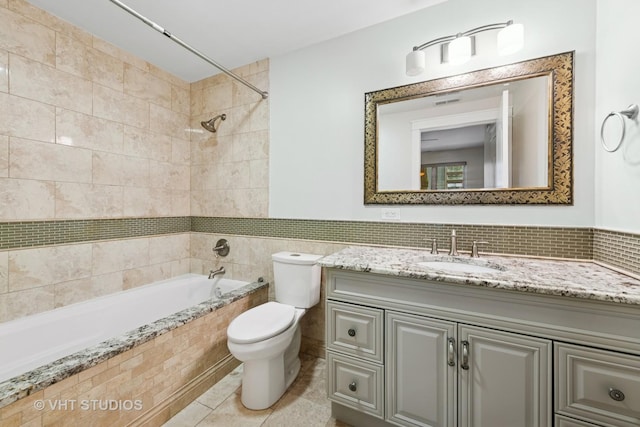 23 N Racine Ave Unit 405, Chicago, IL 60607 - full bathroom with tile walls, tiled shower / bath, vanity, and tile patterned flooring