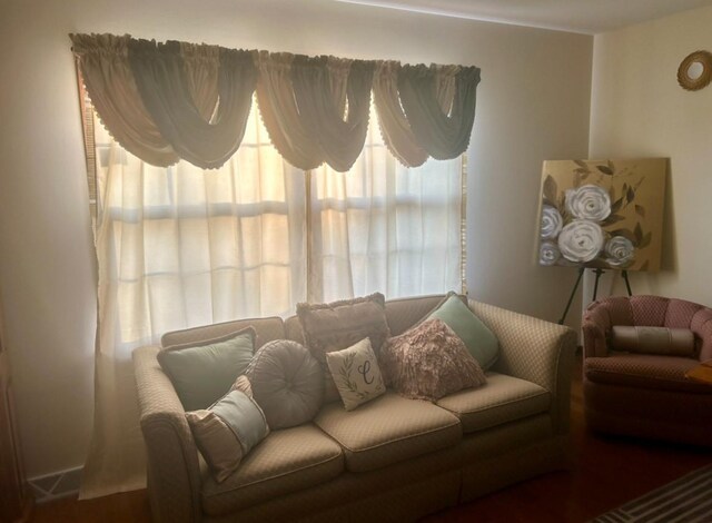 living area with wood finished floors