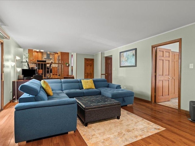 14542 S Mustang Dr, Homer Glen, IL 60491 - living area featuring wood finished floors and crown molding