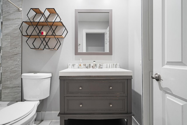 810 N River Rd Unit 3A, Mount Prospect, IL 60056 - bathroom featuring toilet, vanity, a shower, and baseboards