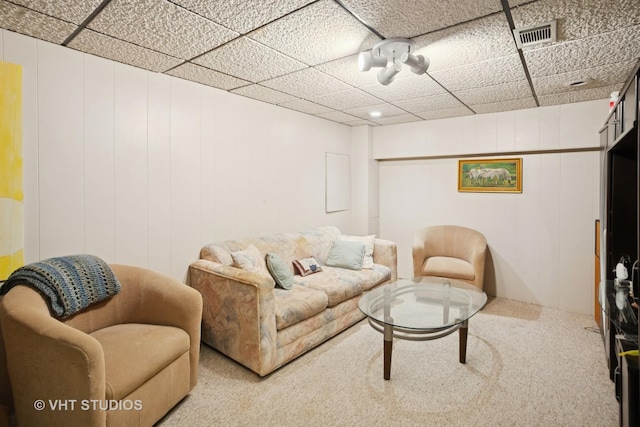 30 W Wimbolton Dr Unit 30, Mount Prospect, IL 60056 - living room featuring carpet and a paneled ceiling
